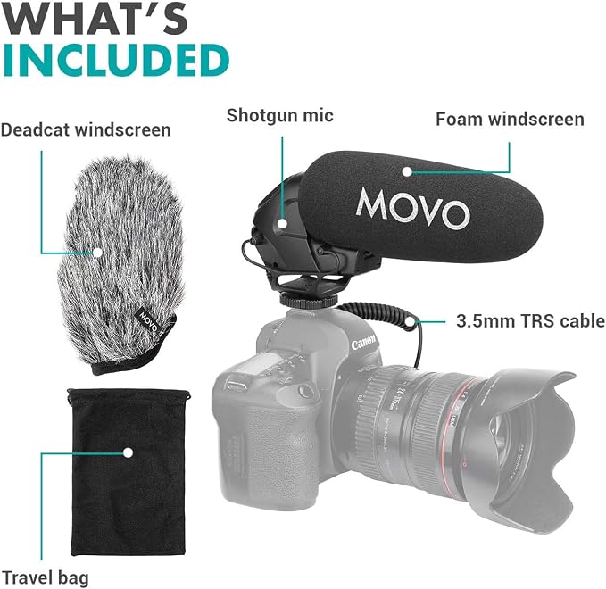 Movo VXR3031 Shotgun Microphone - Supercardioid On-Camera Shotgun Mic with 2-Step High-Pass Filter, 3-Stage Audio Level Control, Headphone Monitoring Input + More - Image 7
