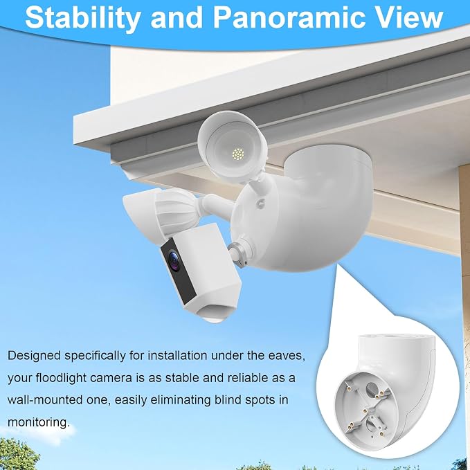 Eave Mount for Ring Floodlight Cam Wired Plus/Pro, Ring Smart Lighting Floodlight, Blink Wired Floodlight Cameras, Wyze Floodlight Camera V2/Pro and Roku Flood light Cam Mounting Bracket, Easy Install - Image 4