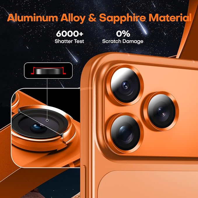 for iPhone 17 Pro Camera Lens Protector- Cosmic Orange | Aluminum Alloy, Tempered Glass Camera Cover, Nano Reinforced Adhesive, Accessories, Anti-Drop, Anti-Scratch, Case Friendly - Image 6