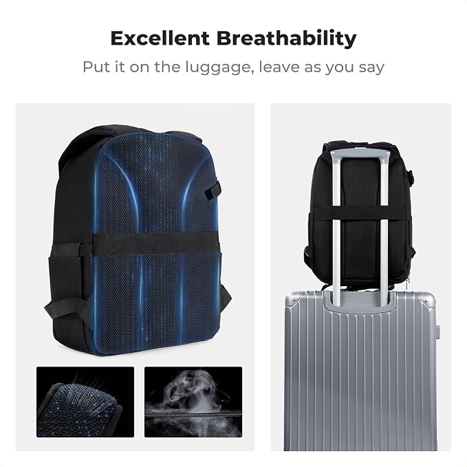 K&F CONCEPT Camera Backpack, Lightweight Camera Bag with Tripod Holder | Professional Bag for DSLR/SLR Mirrorless, with 14in Laptop Compartment & Rain Cover, Men & Women, for Sony Canon Nikon, B19 - Image 7