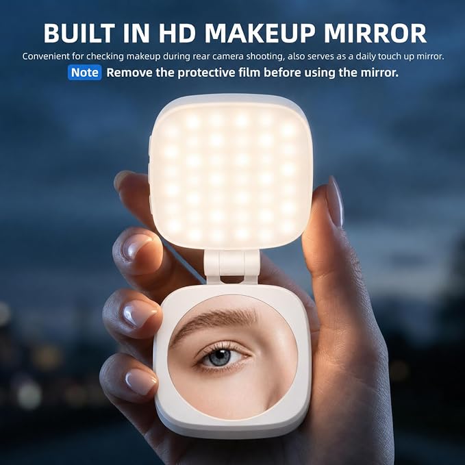 Magnetic Selfie Light, Compatible with MagSafe iPhone, CRI 95, 5 Color Modes, Rechargeable LED Phone Light with Mirror, Portable Ring Light for Vlog Makeup Photography Video Recording, White - Image 7