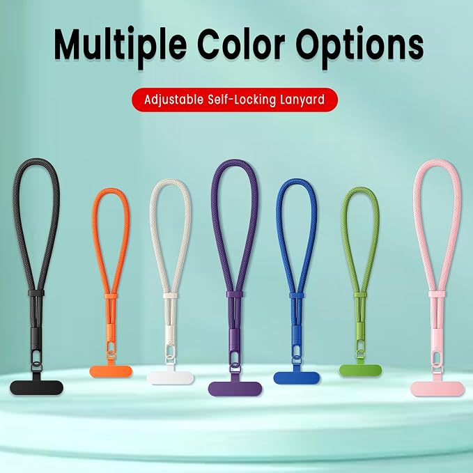 Phone Wrist Strap Lanyard Hand Universal Adjustable Phone Finger Grip Wristlet with 3 Patches Tether Anti Theft for iPhone 16 Pro Max 15 14 Charms for Keychain USB Flash Drive Wallet ID Name Tag Grey - Image 8