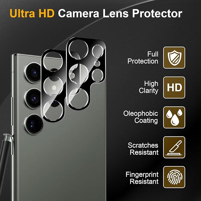 3 Pack Camera Lens Protector for Samsung Galaxy S23 Ultra | Tempered Glass,Anti-Fingerprint,9H Hardness,Scratch Resistant,Easy to Install,Bubble Free,HD Clarity - Image 5