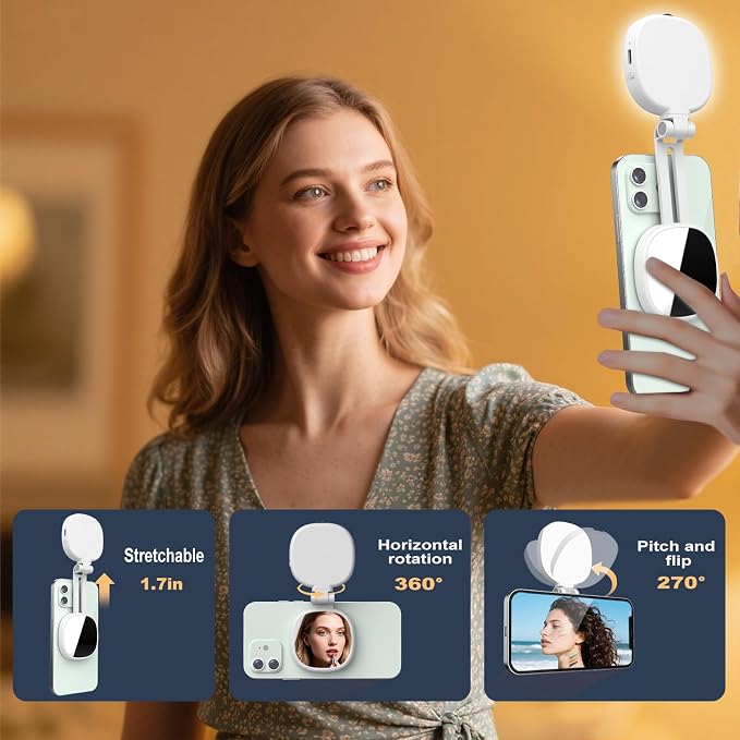 Magnetic Selfie Light, Phone Light Compatible with MagSafe iPhone & Android, Portable LED Fill Ring Light for Selfies/Photography/Video Recording/TikTok/Vlog/Zoom Calls/Conference/Makeup(White) - Image 3