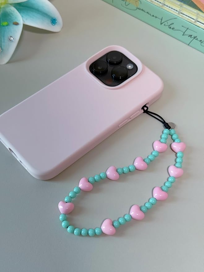 Drawwind Phone Charm Beaded Wristlet Strap Universal Cell Phone Lanyard Cute Bracelet Wrist Strap Beaded Chain String Handmade Accessories for Case Camera Bags (Sweet Hearts) - Image 2