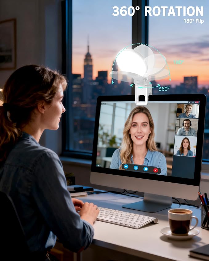 NiceVeedi 3 Color Soft Selfie Light Phone Light with Clip, Portable Edge-lit Ring Light, Rechargeable Video Conference Lighting for iPhone/Selfies/Makeup/Live Streaming/TikTok/Vlog/Zoom/Video Calls - Image 6
