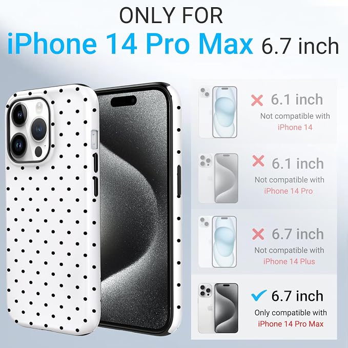 TPU Phone Case for iPhone 14 Pro Max, MagSafe Wireless Charging Compatible, Shockproof Slim Fit Protective Cover with Anti-Yellowing & Raised Camera Protection (Polka dot 8, iPhone 14 Pro Max) - Image 2
