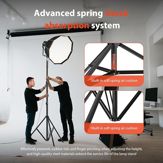10ft 118" Heavy Duty Photography Light Stand, Ringlight Tripod-Ø32mm | 10ft Ø32mm heavy-duty photography light stand with 1/4" screw, height adjustable support for ringlight studio Reflectors - Image 2