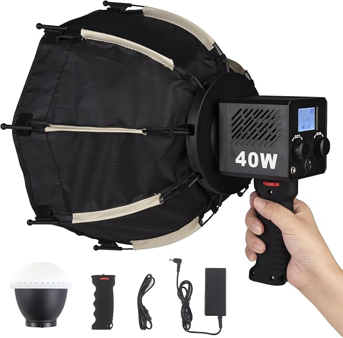 M60 Handle LED Video Light with Soft Box Protable Mini COB LED Bi-Color 2500-8500K CRI≥95 TLCI≥97 Built-in 3400mAh Battery Photo Studio Lights Vlog Shoot Fill Lighting 8 Scenes (M60 with Soft Box) by Nagnahz%C2%AE