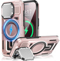 Camera Stand Case for iPhone 15 Pro, [Compatible with Mag Safe] [Lens Cover] 2024 Version Military Grade Protective Soft Case for iPhone 15 Pro 6.1 inch Men Women, Pink by WASTROYAL