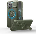 Dexnor for iPhone 16 Pro Max Case with Slide Camera Cover & Adjustable Kickstand, Rugged Shockproof Bumper Cases Heavy-Duty Magnetic Protective Cover,Army Green by Dexnor