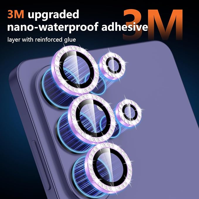 for Samsung Galaxy S26 Ultra Camera Lens Protector, Individual Metal Ring Tempered Glass Lens Cover, [Strong Adsorption] Scratch Resistant Ultra-Thin HD Clear Lens Cover, 1 Set-Purple Diamond - Image 4
