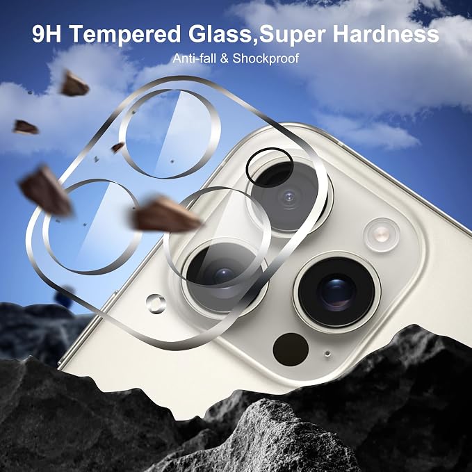 Camera Lens Protector (3 Pack) Compatible with iPhone 16 Pro 6.3" & iPhone 16 Pro Max 6.9" Camera Lens Cover Protection, 9H Tempered Glass, HD Clear Anti-Scratch [Does Not Affect Night Shots] - Image 2