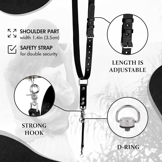 Leather Camera Strap Crossbody for DSLR, Mirrorless – Secure Dual Mount, Quick Release for Professional Photography - Image 2