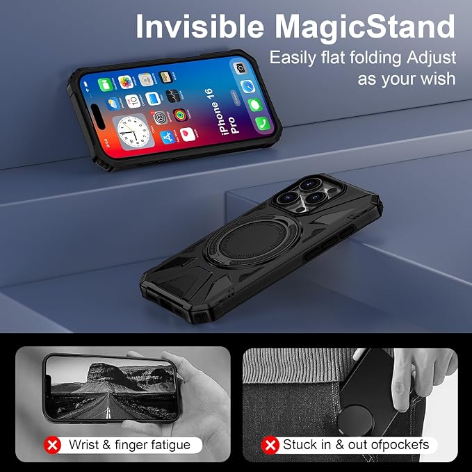 iPhone 16 Pro Case, Magnetic Case with 360° Ring Holder,iPhone 16 Pro Rotatable MagSafe Ring for iPhone 16 Pro Cover Grip Stand Kickstand Military-Grade Shockproof Case for iPhone 16 Pro, 6.3 inch - Image 6