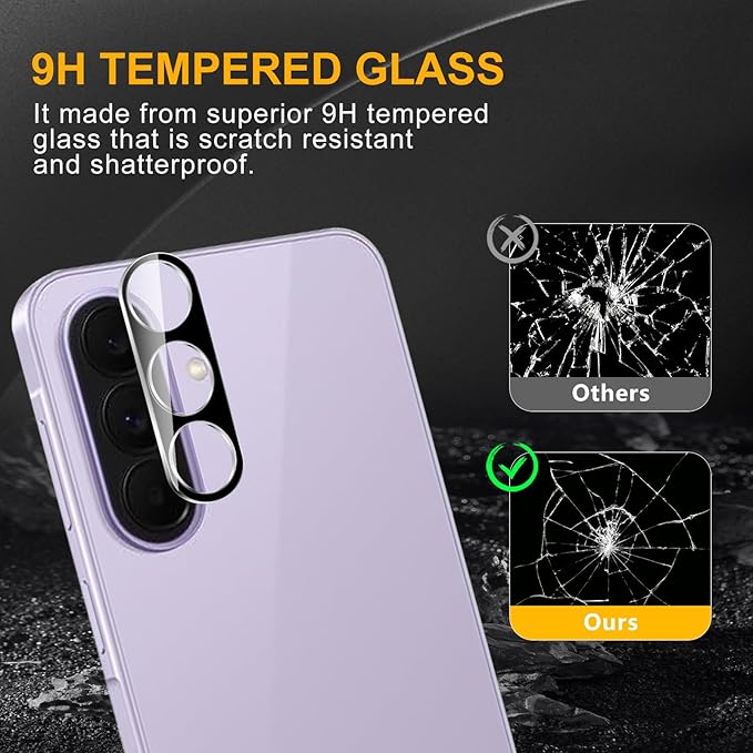 3 Pack Camera Lens Protector for Samsung Galaxy A57/A37 5G | Tempered Glass,Anti-Fingerprint,9H Hardness,Scratch Resistant,Easy to Install,Bubble Free,HD Clarity - Image 7
