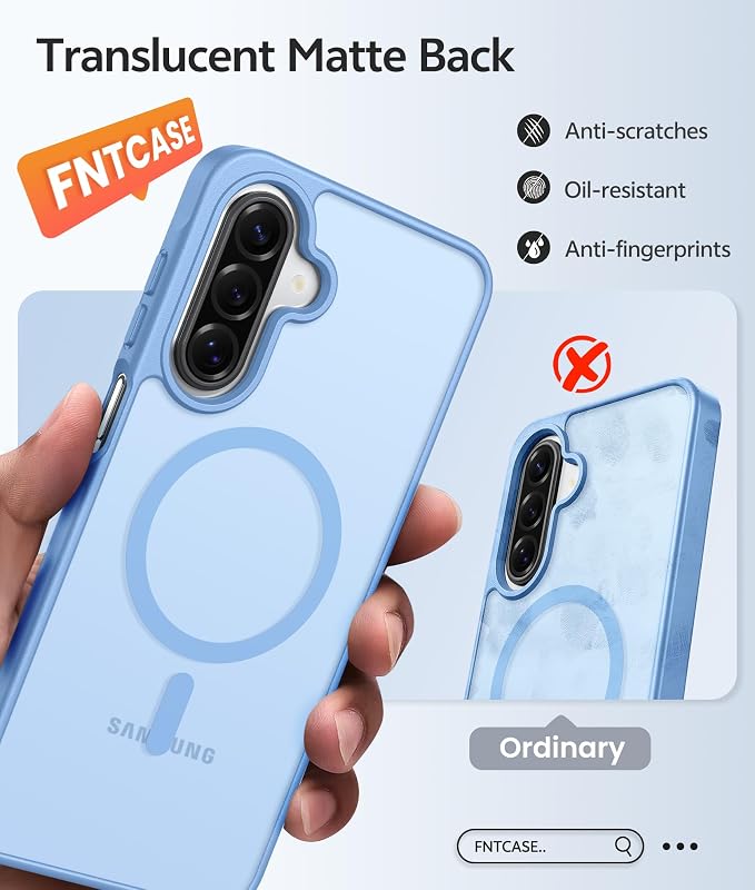 FNTCASE for Galaxy A17/A16 5G Phone Case, Fit for Magsafe, Screen Protector | Translucent Matte, 14FT Military Grade Drop Protection, Slim Shockproof Protective, for Samsung A 17 A 16 Cover, Light Blue - Image 6
