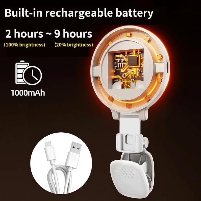 Portable Ring Light for Phone with Mirror, Rechargeable LED | Clip-On Selfie Light, 3 Colors 9 Brightness, for iPhone Laptop Webcam, Video Recording Vlogging Makeup, Content Creator - Image 4