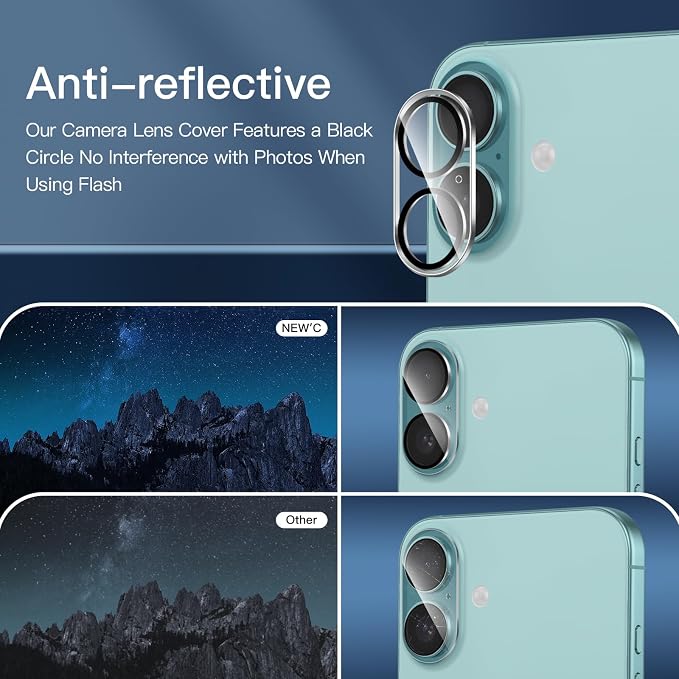 NEW'C 3x Privacy for iPhone 16 Plus Screen Protector (6.7 inches)+ 3x Camera Lens Protector, Sensor Protection, Case Friendly Tempered Glass Film + Dust Plug - Easy installation tool included - Image 5