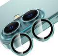 YWXTW for iPhone 16 Plus/iPhone 16 Camera Lens Protector, Individual Anti Scratch Metal Ring Tempered Glass Camera Screen Protector for iPhone 16 Accessories, Case Friendly (Teal) by YWXTW