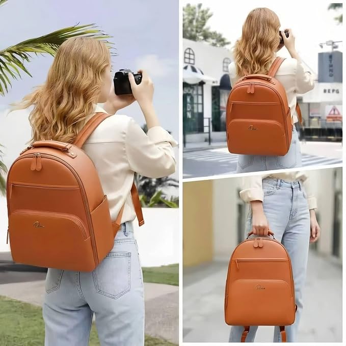 Camera Backpack Classic PU Leather for DSLR, Professional Camera Bag for Photographers with 15 Inch Laptop Compartment Large 20L - Image 8