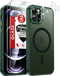 LeYi for iPhone-12-Pro-Max Case Green:[ Screen Protector X2+ Camera Lens Cover X2] Compatible with Magsafe i Phone 12Pro Promax Magnetic Fundas para iohone 12 Pro Max Protective Women Men, Green by LeYi