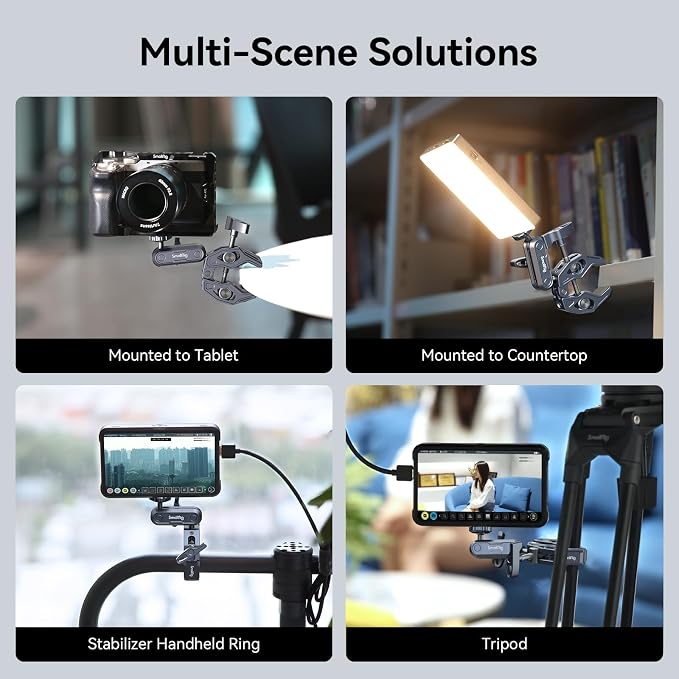 SMALLRIG Super Clamp Mount, Ballhead Magic Arm and Adapter for Gopro | Camera Monitor Mount with 1/4''-20, 3/8''-16 Threaded Holes, for Gopro / DSLR / Stabilizer - Image 3