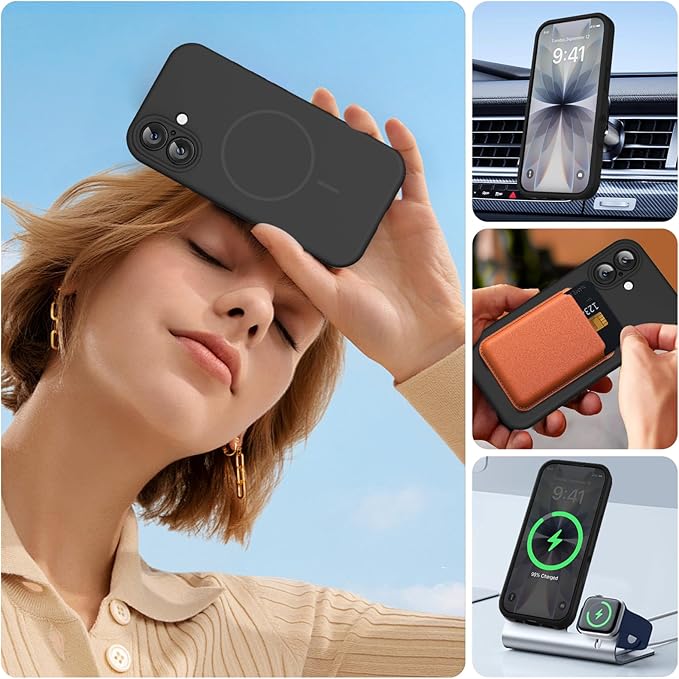 Miracase Silicone & Magnetic for iPhone 17 Case, Black | Compatible with MagSafe, Silicone Camera Control Cover, Soft Microfiber Lining, Shockproof Drop Protection Phone Case for 17 - Image 6