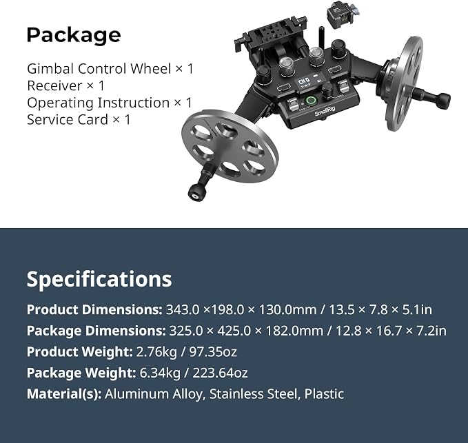 SmallRig Gimbal Control Wheels for DJI RS2 / RS 3 Pro/RS 4 / RS 4 Pro/RS 5 | Intuitive Control | Adjustable Damping | Dual Power Supply, for Heavy Duty Tripod - 4525 - Image 9