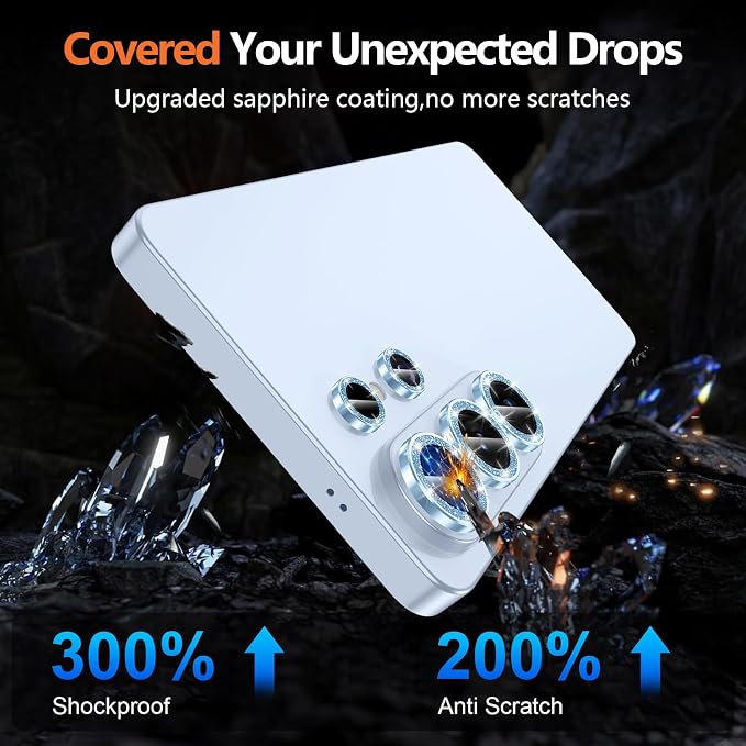 for Samsung Galaxy S26 Ultra Camera Lens Protector, Individual Metal Ring Tempered Glass Lens Cover, [Strong Adsorption] Scratch Resistant Ultra-Thin HD Clear Lens Cover, 1 Set-Blue Sparkly - Image 5