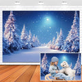 Winter Christmas Backdrop 18x7ft Winter Snow Forest Backdrop White Xmas Trees Photography Background for Christmas New Year Party Decorations Banner Photo Background Photo Props by XMJJKUF