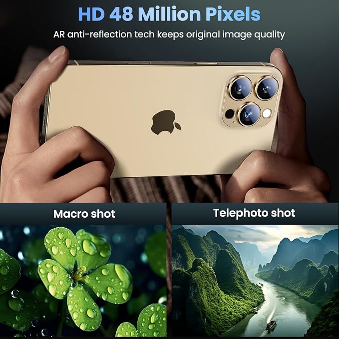 Uyiton for iPhone 16 Pro/iPhone 16 Pro Max Camera Lens Protector | Not Easy to Break, Strong Adsorption, Case-Friendly, Metal 9H Sapphire Glass Rear Camera Screen Cover, Gold, 2 Pack - Image 3