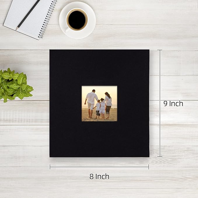 potricher Photo Album 4x6 Pictures, 200 Pockets, Linen Cover, Black | Linen Cover, Front Window, Large Capacity 4x6 Picture Albums, Photo Book for Family, Wedding, Anniversary, Baby, Keepsake - Image 2