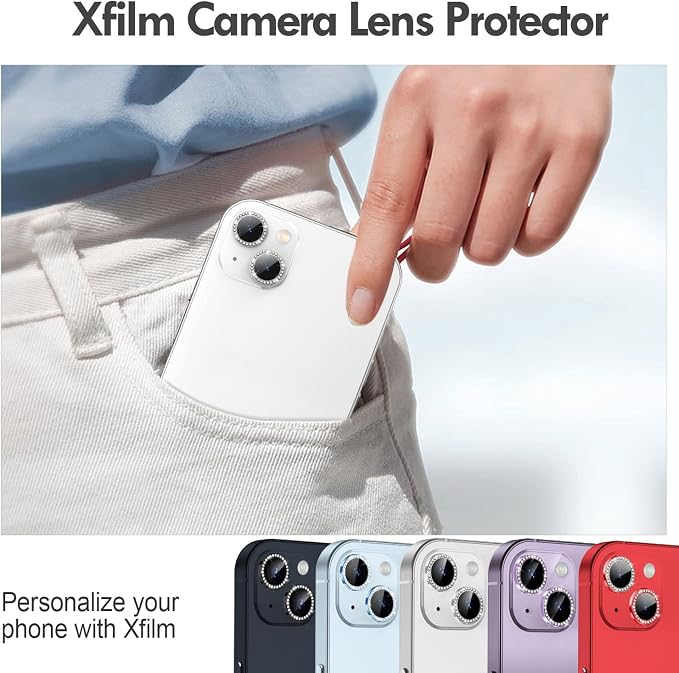 for iPhone 14/14 Plus Camera Lens Protector Bling Diamond, Silver | Individual Metal, 9H Hardness, Scratch Resistant, Shockproof, Drop Protection, Case Friendly, Stylish Accessories - Image 5