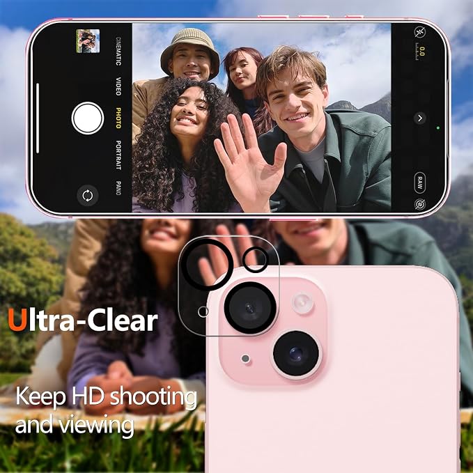 2 Pack Tempered Glass Screen Protector for iPhone 15 6.1-Inch | with 2 Pack Camera Lens Protector, Anti Scratch, Bubble Free, Case Friendly - Image 5