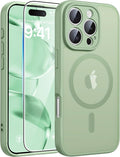 FNTCASE for iPhone 16 Pro Case, Fit for Magsafe, with Screen Protector | Full Camera Protection, Translucent Matte, 14FT Military Grade Drop Proof, Shockproof Protective Phone Cover, Light Moss by FNTCASE