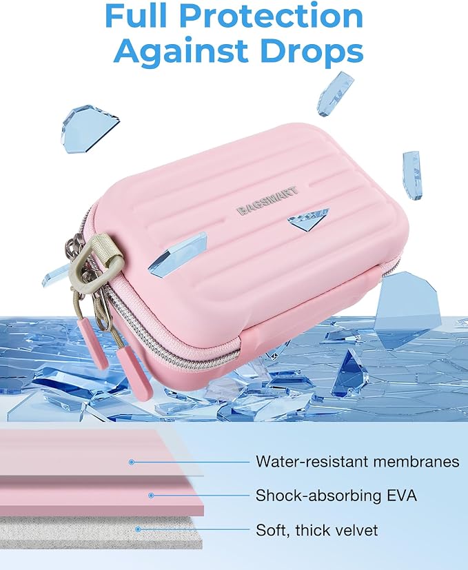 BAGSMART Digital Camera Case, Small Camera Bag with 2 Carrying Ways, Pink | Lightweight Camera Sling Bag for Canon Powershnot ELPH 180/190/Sony DSCW800/DSCW830, Waterproof & Protective - Image 3
