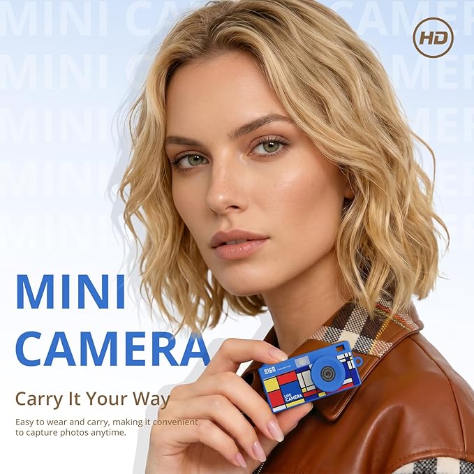 Mini Keychain Digital Camera, Y2K Retro Pocket Camera with 1.47 Inch Screen, 1440P Video, 2MP Photos, 16GB Card, Flash, Type C, Tiny Vintage Camcorder for Kids Teens Travel Vlog (Blue) - Image 6