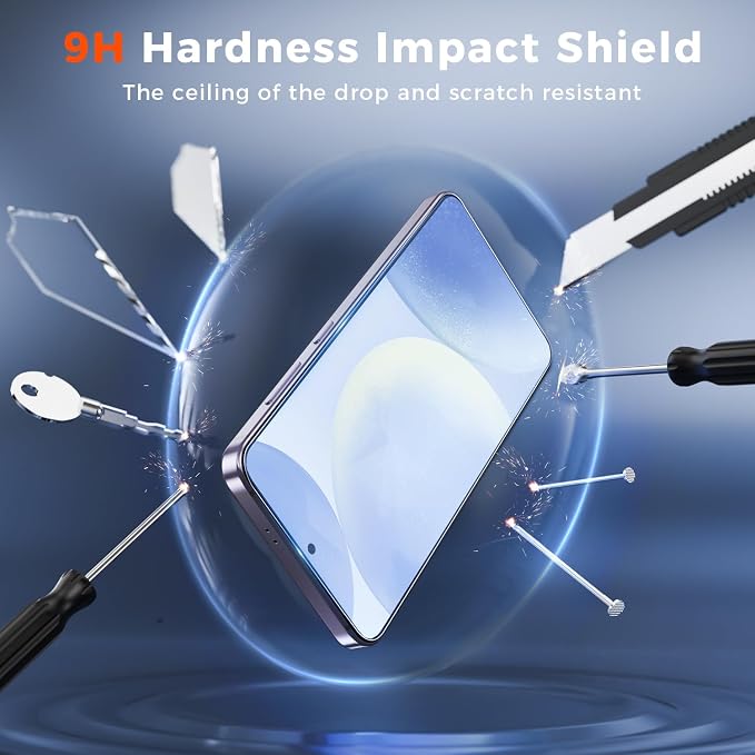Fotbor [3+3 Pack Anti Blue Light Screen Protector for Samsung Galaxy S24 Plus/S24+ with 3 Pack Camera Lens Protector, [Alignment Frame] 9H Hardness, Easy Install, Ultrasonic Fingerprint Compatible - Image 4