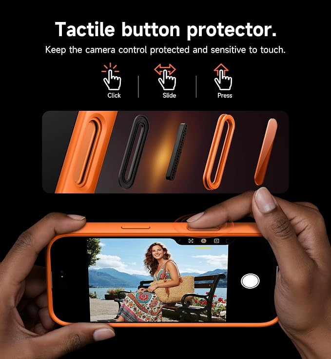 SURITCH for iPhone 17 Pro Case with Camera Control Cover, Camera Cover and Adjustable Kickstand, Compatible with MagSafe, Shockproof Bumper Protective Cases 6.3 Inch, Orange - Image 5