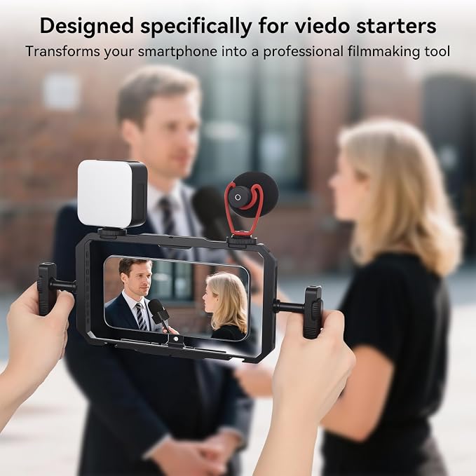 UTEBIT Quick Release Phone Cage, Smartphone Video Rig Kit with Handles | Aluminum Handheld Filmmaking Vlogging Case Stabilizer for Videomaker, for iPhone 17/16/15, for Android Phones, Samsung - Image 3