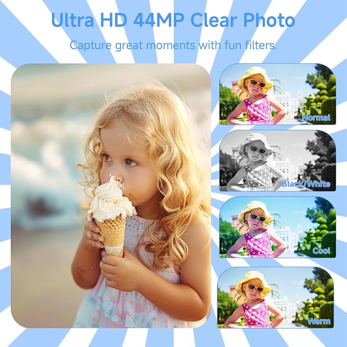 Digital Camera 4K, 2026 Upgrade Black Cameras for Teens, Autofocus Digital Point and Shoot Camera for Kids with 16X Zoom, 64GB SD Card, Compact Small Camera for Boys Girls Teens Kids Gift - Image 8