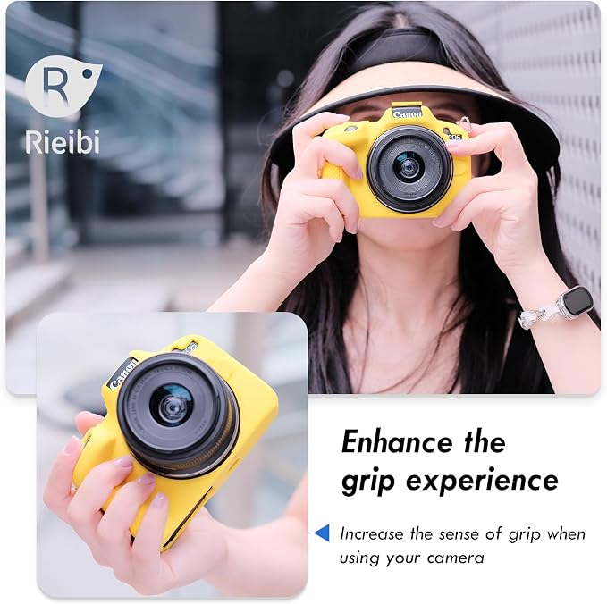 Rieibi EOSR50 EOS R50 Case, Soft Silicone Protective Case for Canon EOS R50 EOSR50 Vlogging Camera, Lightweight EOS R50 Camera Case Grip Cover Body Skin - Yellow - Image 7