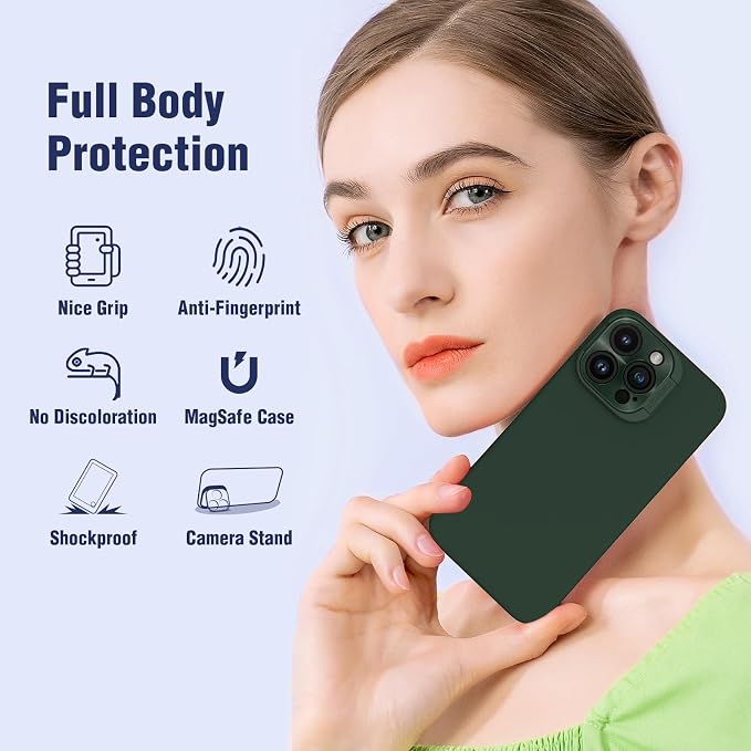 Nillkin for iPhone 15 Pro Case Silicone Upgraded[Compatible with MagSafe][Innovation Metal Camera Invisible Stand] Military Grade Protection Shockproof Phone Case for iPhone 15 Pro 6.1'' Blue - Image 4