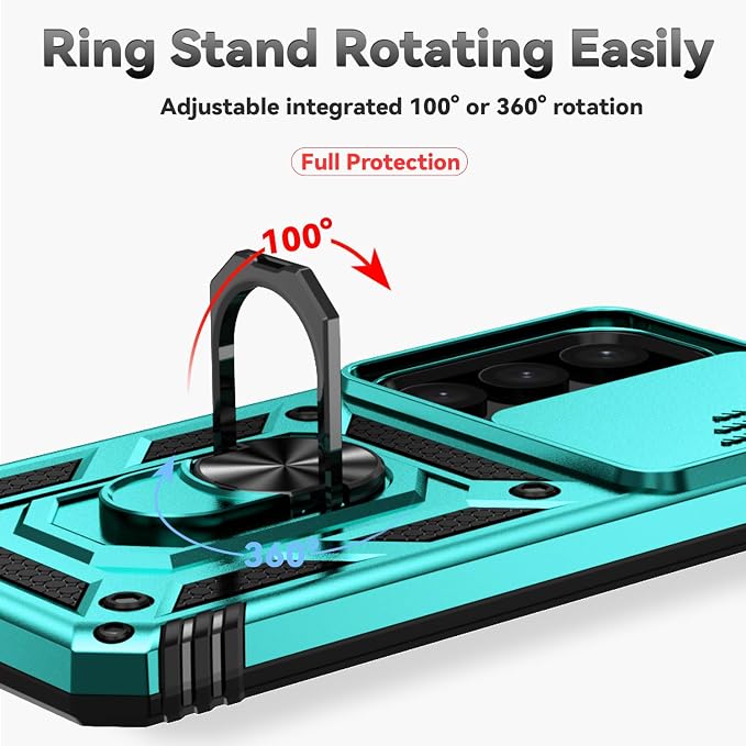 for Samsung Galaxy S24 Plus Case with Camera Lens Cover HD Screen Protector, Military-Grade Drop Tested Magnetic Ring Holder Kickstand Protective Phone Case for Samsung Galaxy S24 Plus (Mint) - Image 6