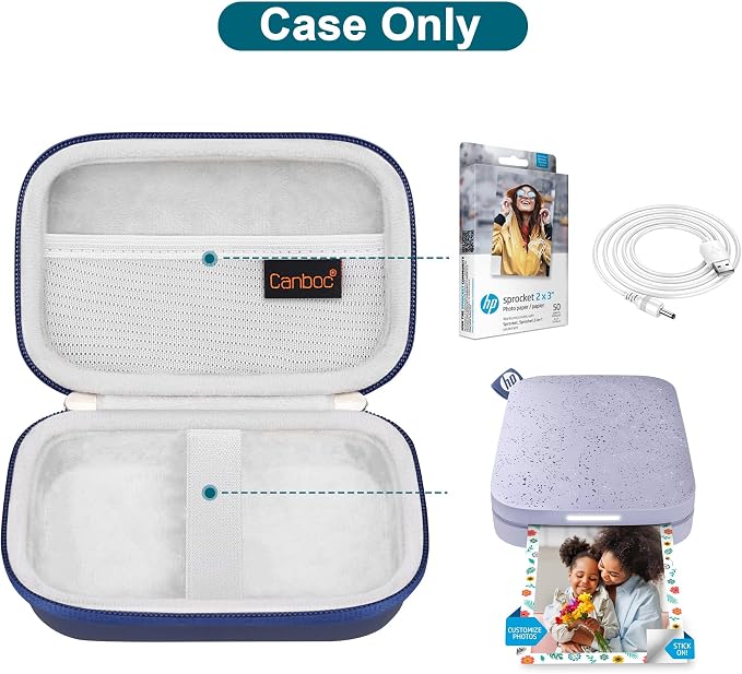Canboc Carrying Case for HP Sprocket Portable 2x3 Instant Photo Printer | For Kodak Step Wireless Mobile Photo Printer, Mesh Bag fit Photo Paper Cable, Blue - Image 2