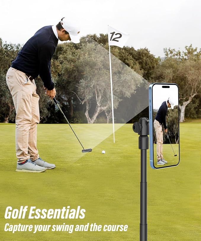 Golf Monopod Selfie Stick for Magsafe - 60" Magnetic Phone Holder Stand for Golf Tripod, Training Aid, Record Swing, Alignment Rod Mount for iPhone 17 Pro Max 16 15 14 13 12 Air, All CellPhones - Image 2