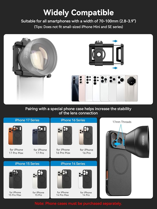 MIAO LAB 2X Telephoto Portrait Master Lens for iPhone, Samsung, Android - 50mm F1.05 Portrait Lens, 17mm Threaded Interface with Universal Clip for Portraits, Flowers, Food, Pets & Night Scenes - Image 7