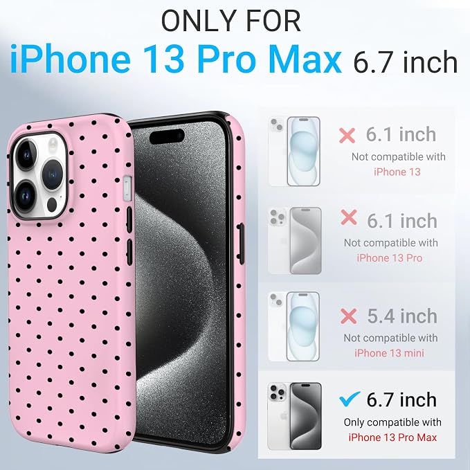TPU Phone Case for iPhone 13 Pro Max, MagSafe Wireless Charging Compatible, Shockproof Slim Fit Protective Cover with Anti-Yellowing & Raised Camera Protection (Polka dot 4, iPhone 13 Pro Max) - Image 2