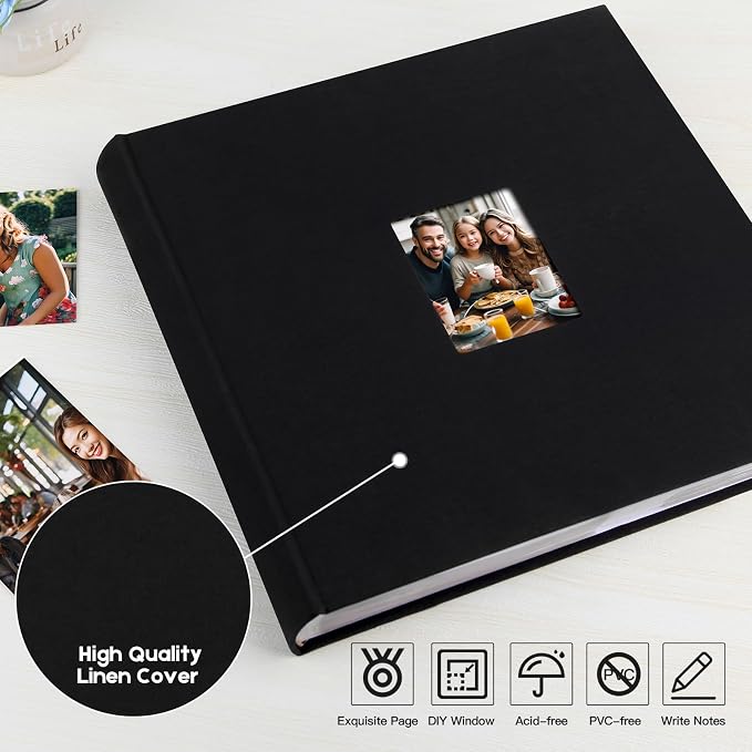 600 Pocket 4x6 Photo Album with Writing Space, Linen Cover, Black | Large Capacity, 4x6 Album Book, with Memo for Family, Wedding Baby, Travel Memories Graduation Pictures - Image 5